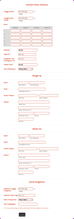 Formulir Faktur Proforma