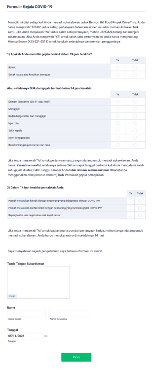 Formulir Gejala COVID 19 BHFP