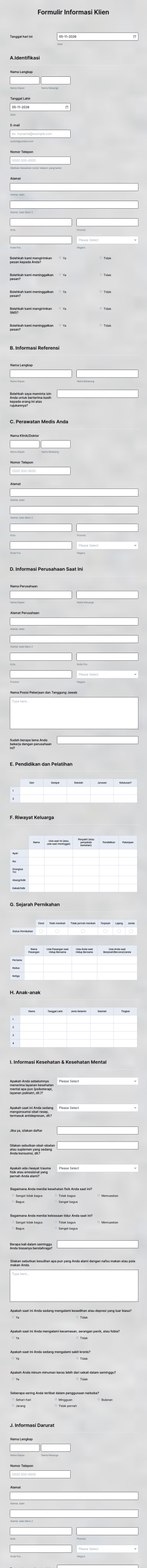 Formulir Informasi Klien