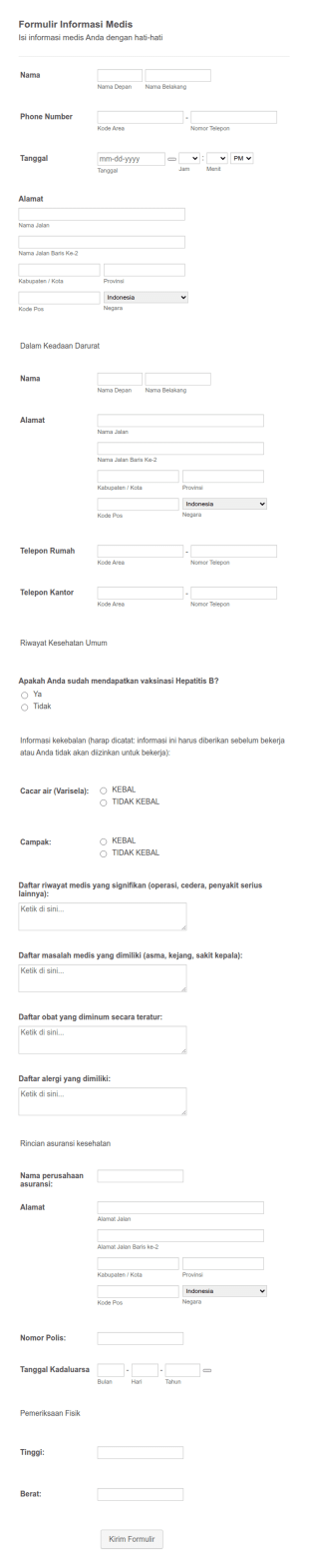 Formulir Informasi Medis Kepegawaian