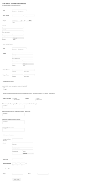 Formulir Informasi Medis Kepegawaian Form Template