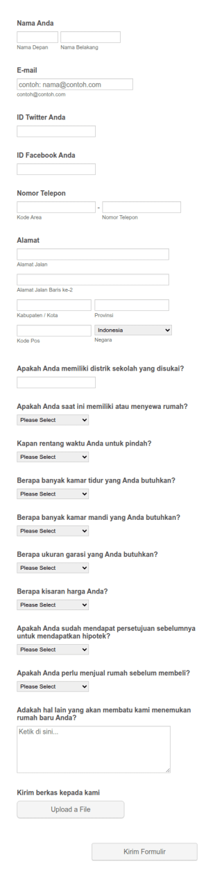 Formulir Informasi Pembeli Pembeli Rumah