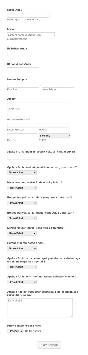 Formulir Informasi Pembeli Pembeli Rumah Form Template
