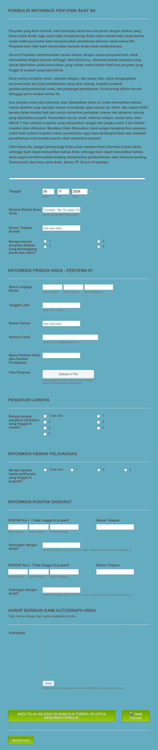 Formulir Informasi Penyewa