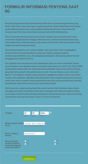 Formulir Informasi Penyewa Form Template