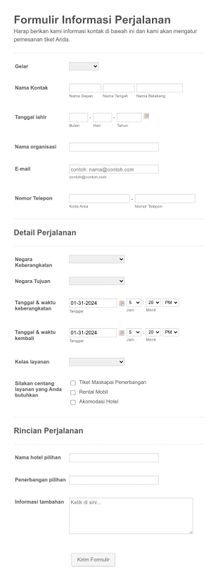 Formulir Informasi Perjalanan