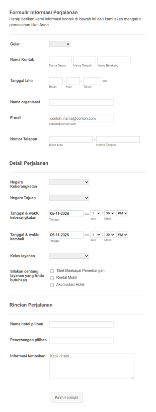 Formulir Informasi Perjalanan