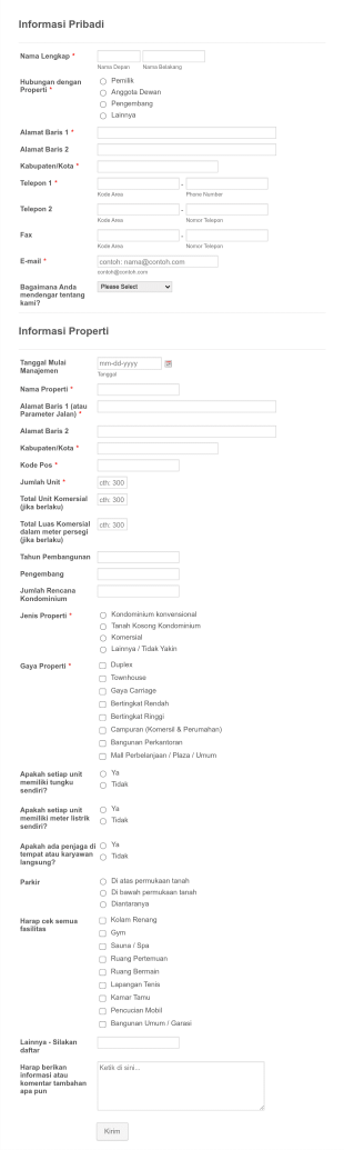 Formulir Informasi Properti Form Template