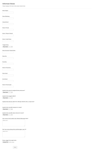 Formulir Informasi Siswa Dan Kontak Orang Tua Form Template