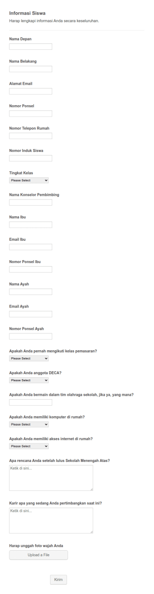 Formulir Informasi Siswa Dan Kontak Orang Tua