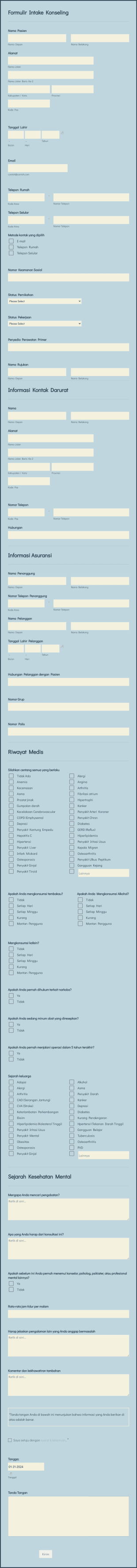 Formulir Intake Konseling Form Template