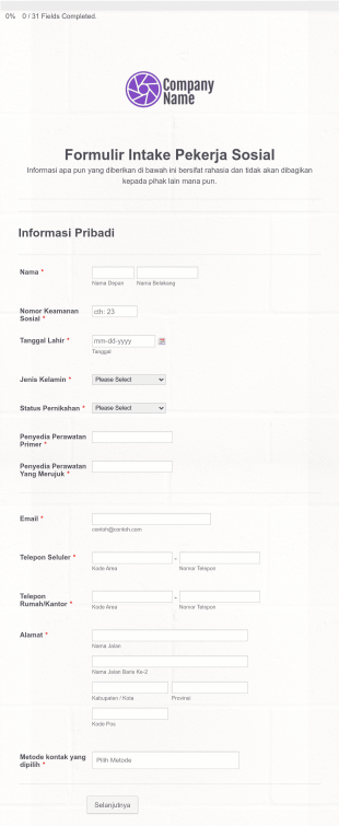 Formulir Intake Pekerja Sosial Form Template