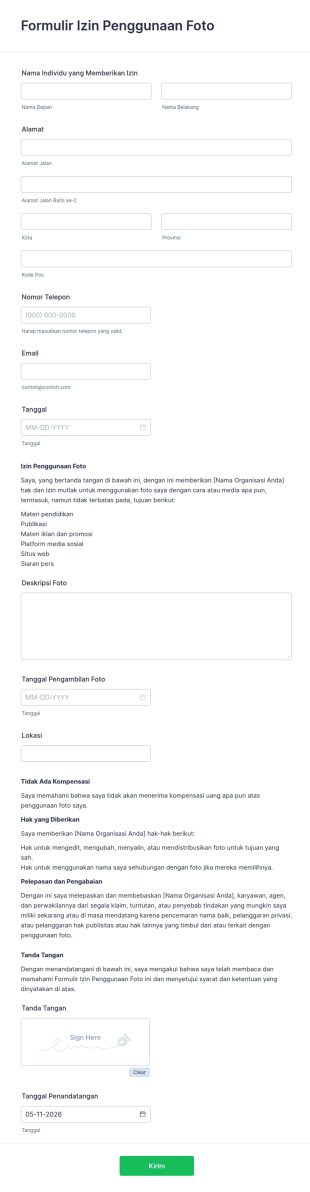 Formulir Izin Penggunaan Foto