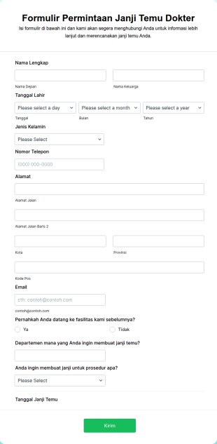 Formulir Janji Temu Dokter Online