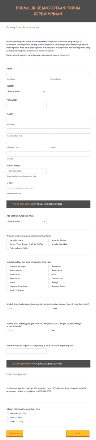 Formulir Keanggotaan Forum Kepemimpinan