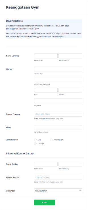 Formulir Keanggotaan Gym Form Template