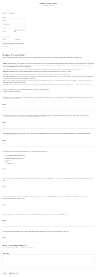 Formulir Kebijakan Studio Untuk COVID 19 Form Template