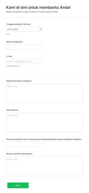 Formulir Keluhan Online Form Template
