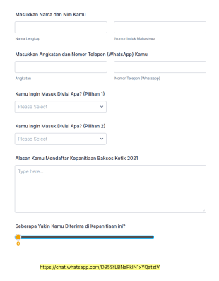 Formulir Kepanitiaan Baksos Ketik 2021