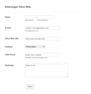 Formulir Keterangan Situs Web