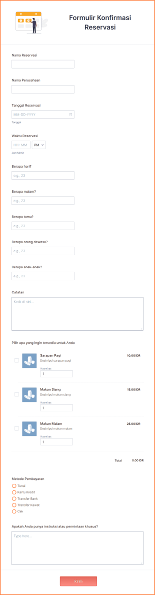 Formulir Konfirmasi Reservasi Form Template