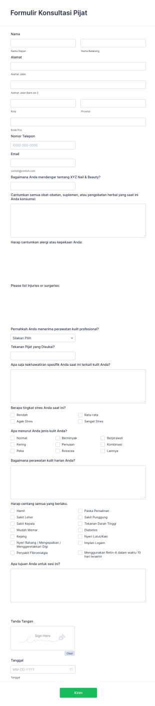 Formulir Konsultasi Pijat