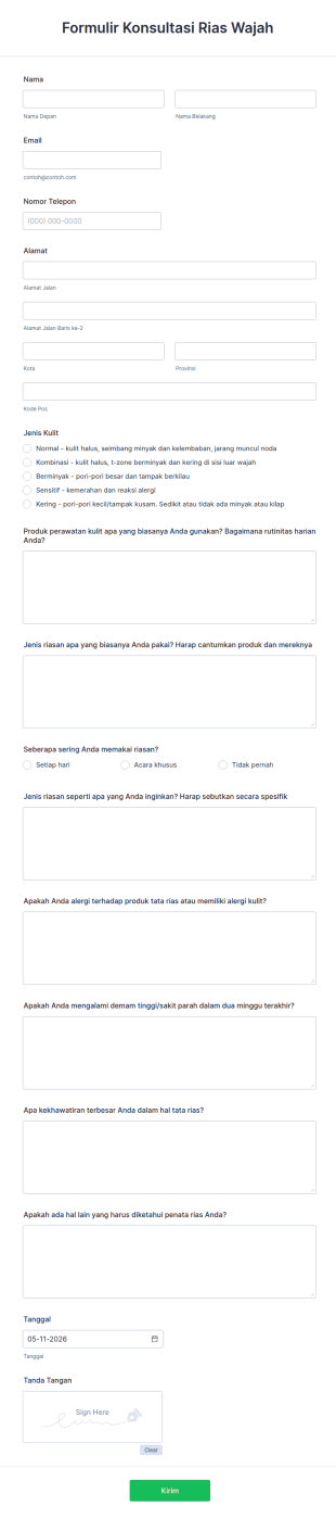 Formulir Konsultasi Tata Rias