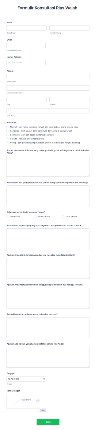 Formulir Konsultasi Tata Rias