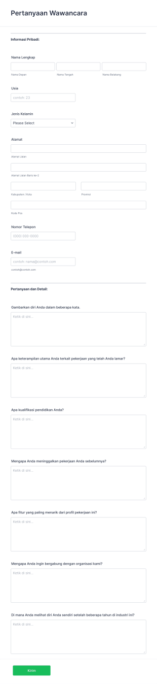 Formulir Kuesioner Wawancara Online Form Template