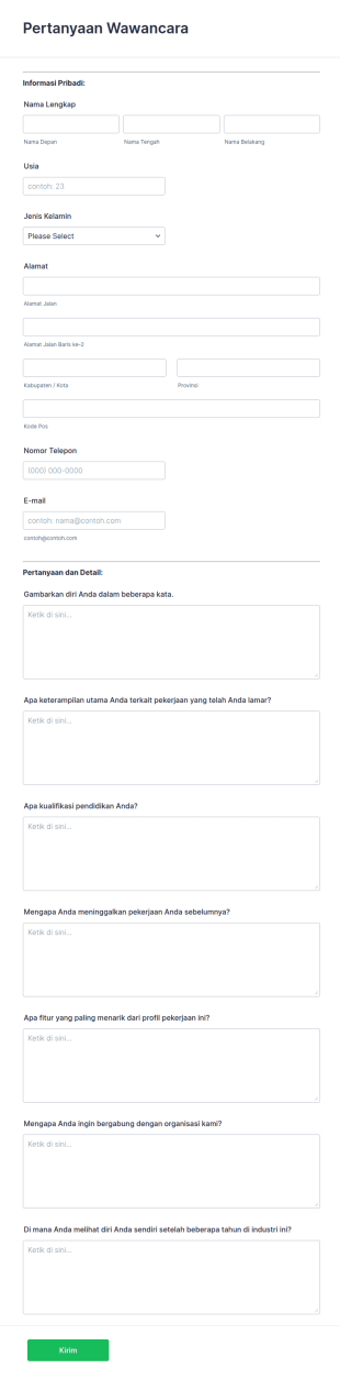 Formulir Kuesioner Wawancara Online