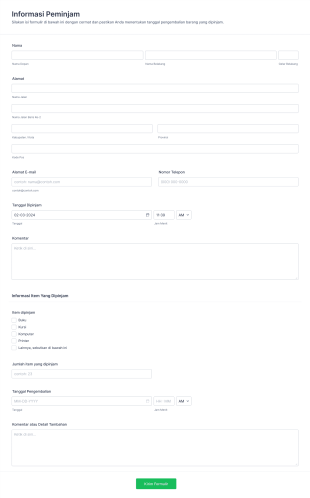 Formulir Lacak Barang Yang Dipinjam Form Template