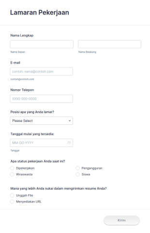 Formulir Lamaran Pekerjaan Baru