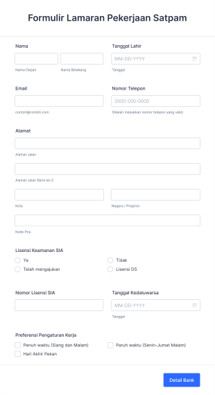 Formulir Lamaran Pekerjaan Satpam Form Template