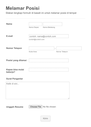Formulir Lamaran Pekerjaan Form Template
