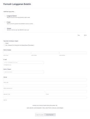 Formulir Langganan Buletin Form Template