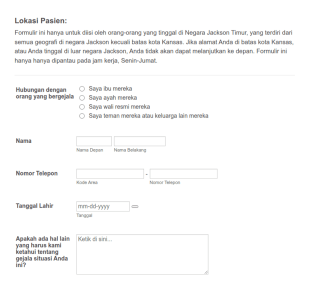 Formulir Lapor Diri Gejala COVID 19