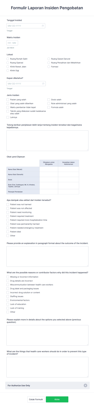 Formulir Laporan Insiden Pengobatan