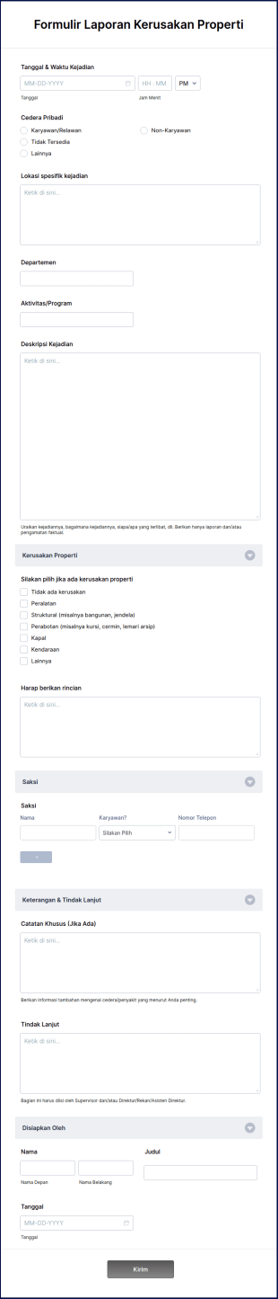 Formulir Laporan Kerusakan Properti