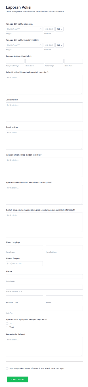 Formulir Laporan Polisi