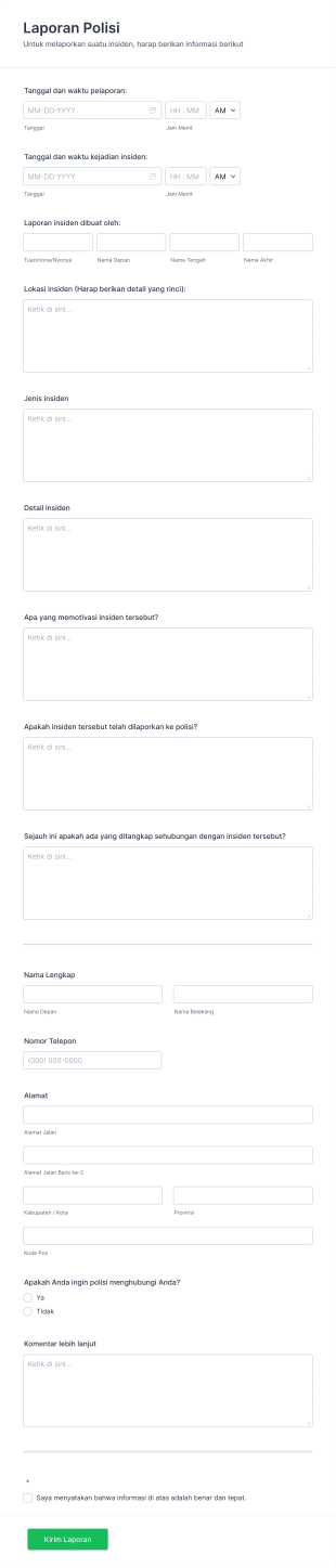 Formulir Laporan Polisi