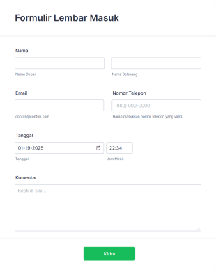Formulir Lembar Masuk Form Template
