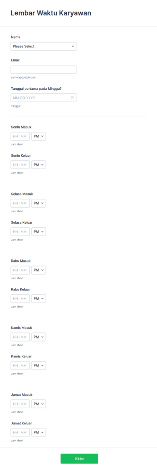 Formulir Lembar Waktu Sederhana