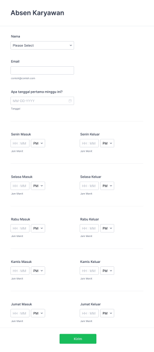 Formulir Lembar Waktu Sederhana