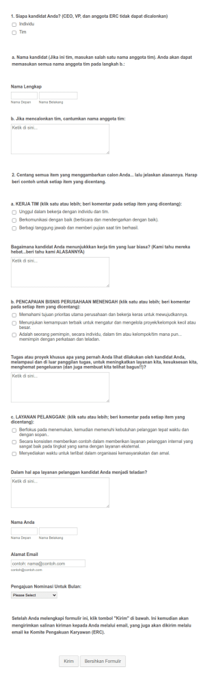 Formulir Nominasi Karyawan Terbaik