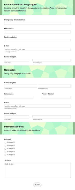 Formulir Nominasi Penghargaan Organisasi
