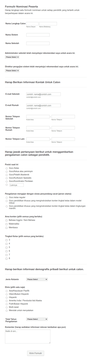 Formulir Nominasi Peserta