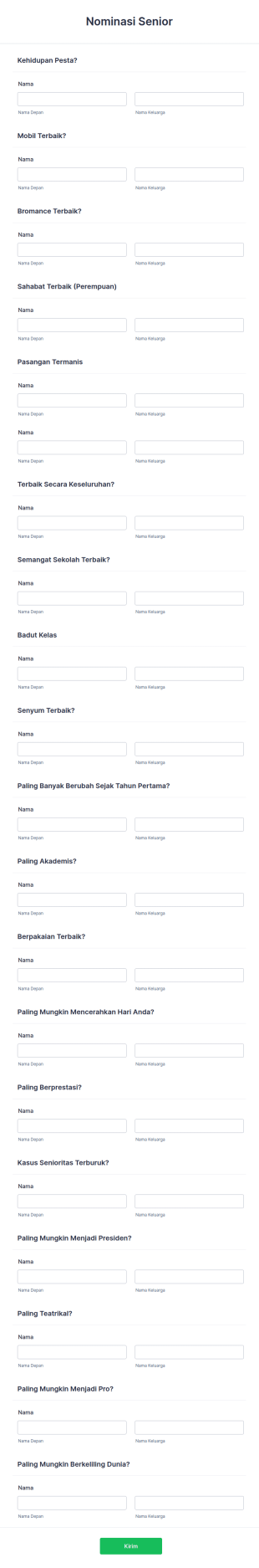 Formulir Nominasi Senior