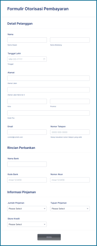 Formulir Otorisasi Pembayaran Form Template