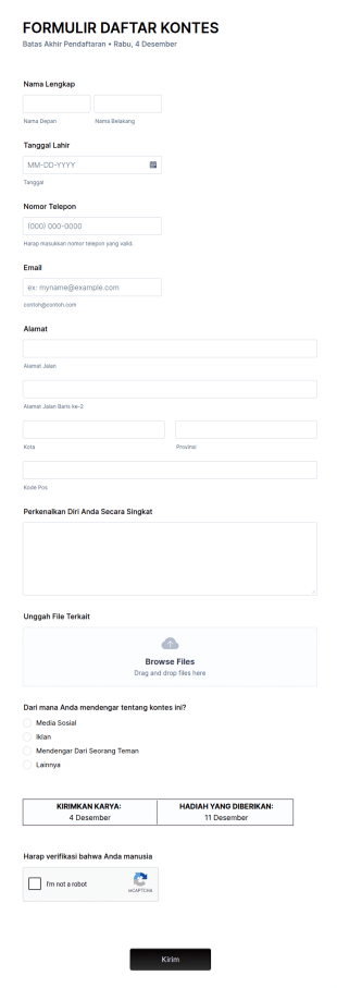 Formulir Partisipasi Kontes