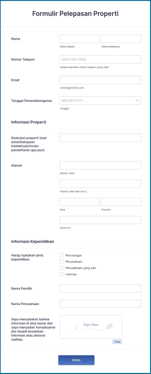 Formulir Pelepasan Properti